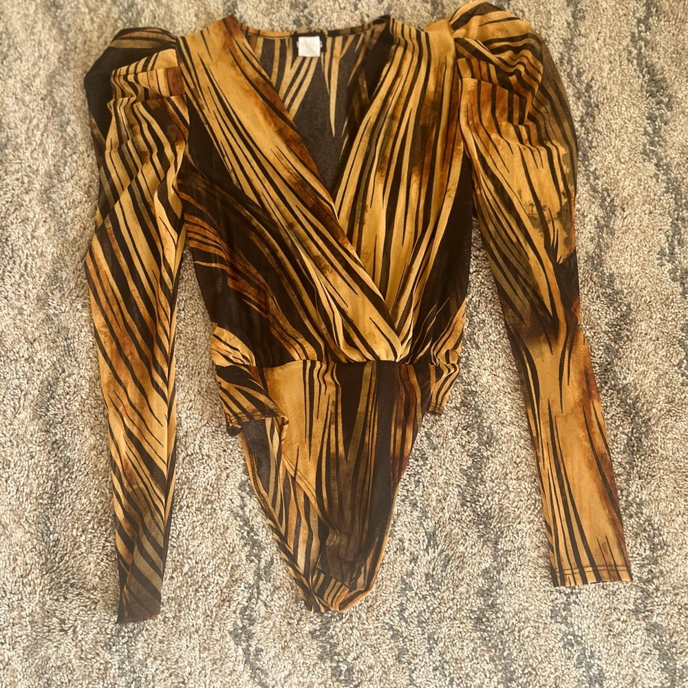Stylish Brown and Tan Bodysuit